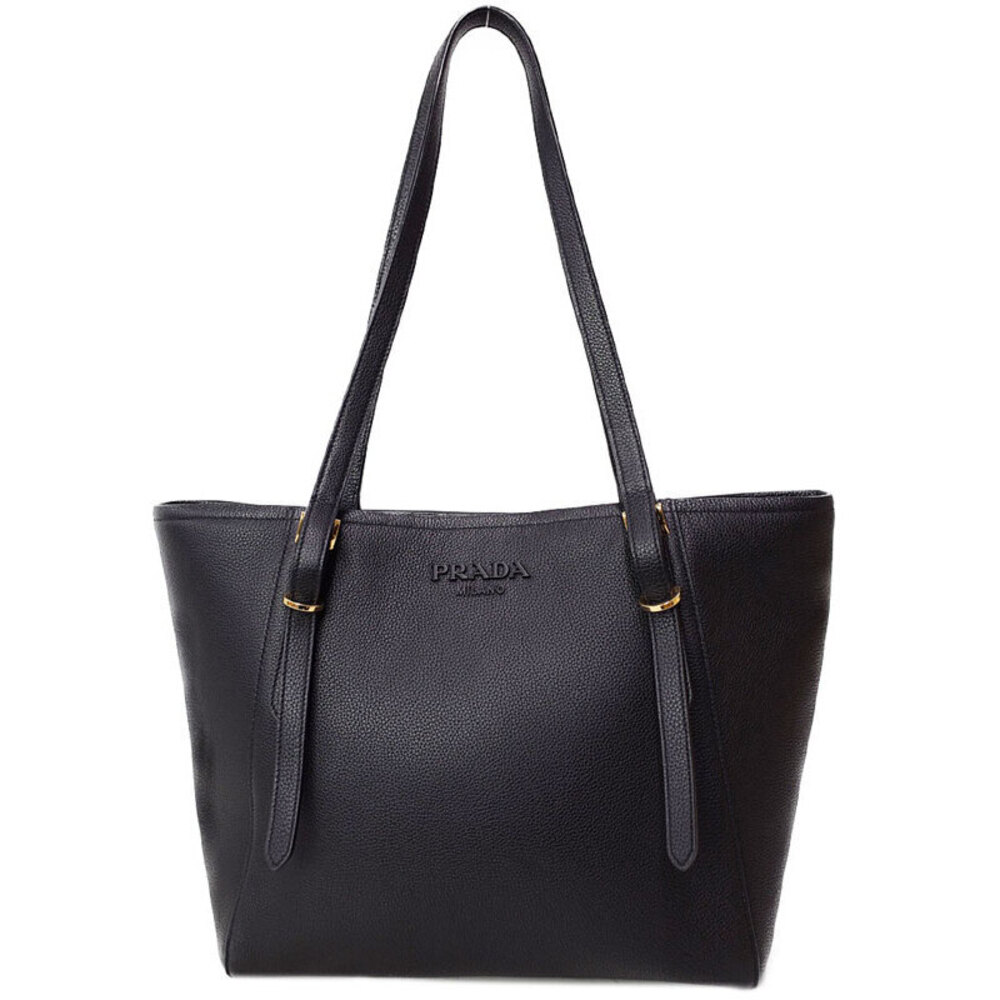 Prada Vitello Daino leather belted tote 2way bag Black